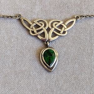 Sterling Silver Emerald Celtic Necklace